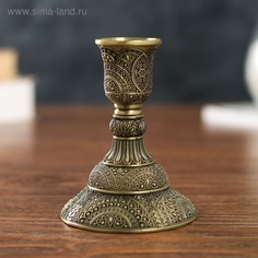 Подсвечник металл на 1 свечу Раджа бронза 10х8х8 см No Brand
