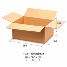 Короб картонный 390x300x260мм, Т-23 бурый 20 шт/уп No Brand