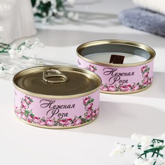 Натуральная свеча в жестяной банке из соевого воска "Нежная роза", 7,5х3 см Богатство Аромата