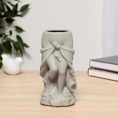 Ваза керамика "Искушение" d-5х4 см 8х7,5х18 см, серый No Brand