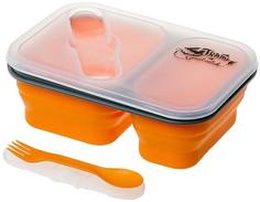 Контейнер для еды Tramp 900мл силикон, 2 отсека, с ловилкой оранжевый TRC-090
