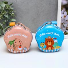 Копилка металл цветочек "Зверушка" МИКС 7,2х9,5х9,5 см No Brand