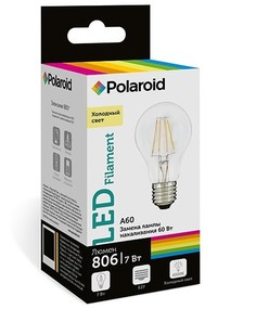 Светодиодная лампа Polaroid 220V FIL A60 7W 4000K E27 806lm