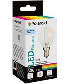 Светодиодная лампа Polaroid 220V FIL G45 6W 6500K E14 806lm