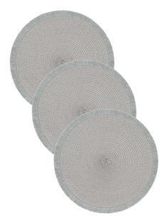 Набор салфеток LUCKY D35см, 3шт, с бахромой, серый, E000410