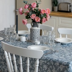 Скатерть хлопковая rose grey-blue 120х138 No Brand