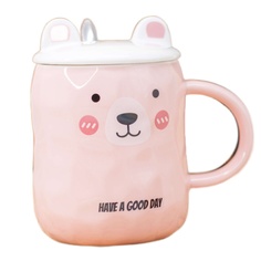 Кружка Cute bear розовый 450 мл) No Brand
