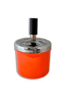 Пепельница бездымная с крышкой Юла ATLANFA 12х8 см., цвет оранжевый однотонный