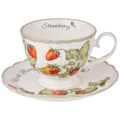 Чайная пара Lefard Strawberry чашка 270мл, блюдце, фарфор 85-1897_