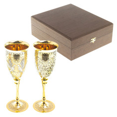 Набор из двух свадебных бокалов Уральский сувенир из латуни с позолотой 220 мл Златоуст