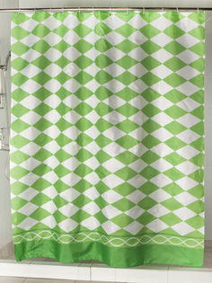 Штора текстильная для ванны и душа "Ромбы" 180*200см., цв. зеленый Aquarius