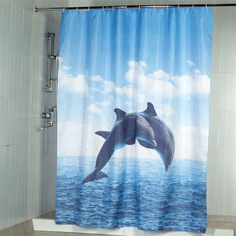 Штора текстильная/ванны и душа "Дуэт" 180х200см., цв.голубой Aquarius