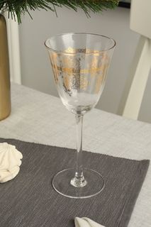 Бокал для вина 21 см COINCASA прозрачный/золотой стекло 7284966