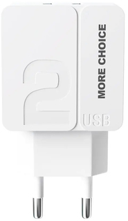 Сетевое зарядное устройство Morе choicе NC46 2USB 2.4A белый-белый More Choice