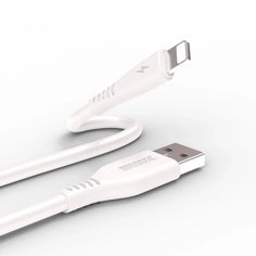Кабель USB WIIIX CB-107-U8 (1.0)-W USB-8pin, DATA, оплетка: пластик с тиснением, белый