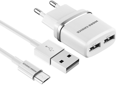 Сетевое зарядное устройство Morе choicе NC22m Micro USB 2USB 2.1A белый More Choice