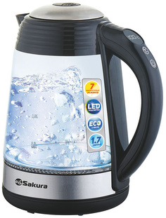 Чайник электрический SAKURA SA-2729DBK 1.7 л прозрачный, серебристый