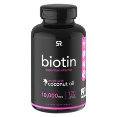 Биотин Sports Research biotin с кокосовым маслом 10000 мкг 120 капсул