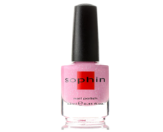 Лак для ногтей Sophin 0328, холодная розовая база с белым неблестящим глиттером 12 мл