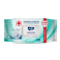 Салфетки влажные Aura Family, антибактериальные, 144шт., 12 уп.