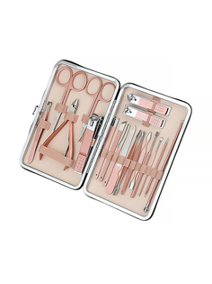 Маникюрный набор Urm 18 предметов набор инструментов для маникюра и педикюра розовый