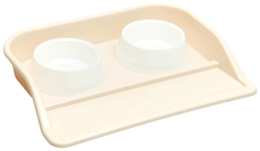 Миски ZOO PLAST Феликс, бежевый лоток, белые миски, 41x30x6 см, 0,3 л