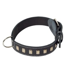 Ошейник для собак Каскад кожаный двойной с украшением кольцо посередине 57-66 см 45 мм