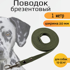 Поводок для собак Хвостатыч с карабином, брезент, зеленый, 1 м х 20 мм