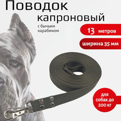 Поводок для собак Хвостатыч с усиленным карабином,капрон,зеленый 13 м х 35 мм