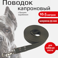 Поводок для собак Хвостатыч с усиленным карабином,капрон,зеленый 10.5 м х 35 мм