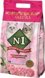 Наполнитель N1 Crystals Sakura впитывающий силикагелевый, 5л