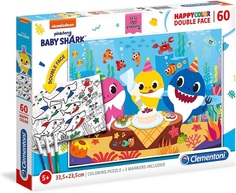 Пазл Clementoni 60 Baby shark Акула-малыш Двусторонний пазл-раскраска, 26095