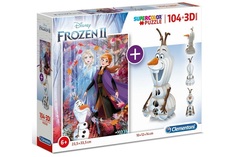 Пазл Clementoni 104 Disney Frozen. Холодное сердце 2. Пазл + 3D модель, арт.20170