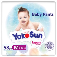 YokoSun Подгузники-трусики, размер M (6-10 кг), 58 шт. х 2 ш + Котик Йоко. No Brand
