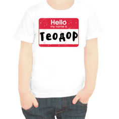 Футболка мальчику белая 36 р-р hello теодор No Brand