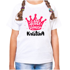 Футболка девочке белая 28 р-р little princess кристина No Brand