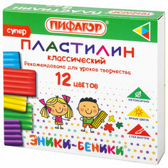Пластилин Пифагор классический 106505, в наборе 12 цв, 10 наборов