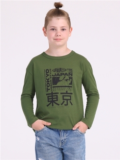 Лонгслив детский Апрель 1ПДЛД4335001, зеленый, 122