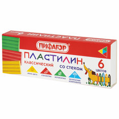 Пластилин классический Пифагор 106674, в наборе 6 цв, 10 наборов