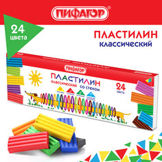 Пластилин классический Пифагор 106676, в наборе 24 цв, 6 наборов