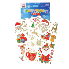Новогодние тату с зотолым эффектом, 2 листа в наборе No Brand