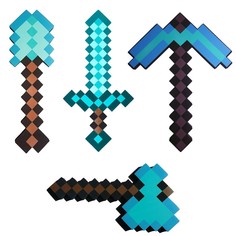 Игрушечное оружие Майнкрафт Minecraft алмазное 4 в 1 меч, кирка, лопата, топор Star Friend
