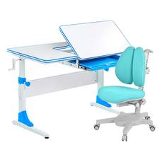 Комплект Anatomica Smart-40 парта+кресло белый/голубой с голубым креслом Armata Duos