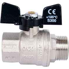 Кран шаровый внутренняя / наружная резьба, ручка бабочка Bugatti OREGON 1* (серия 307)