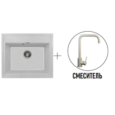 Комплект кухонная мойка Gerhans A12-19 серый со смесителем W4998-4-19