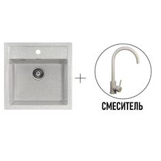 Кухонная мойка Gerhans A11-19 серая со смесителем W4998-3-19