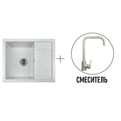 Комплект кухонная мойка Gerhans B19-19 серый со смесителем W4998-4-19
