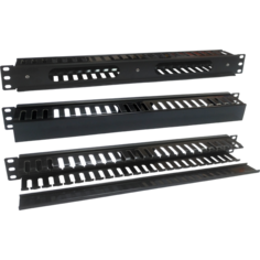 Кабельный органайзер 19" на 24 порта пластиковый, c крышкой, 1U Lanmaster