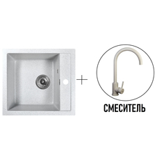 Комплект кухонная мойка Gerhans A45-19 серый со смесителем W4998-3-19