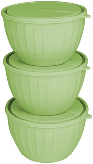 Набор салатников Sugaramp;Spice Vanilla с крышками (3х0,6л) фисташка Plastic Centre
